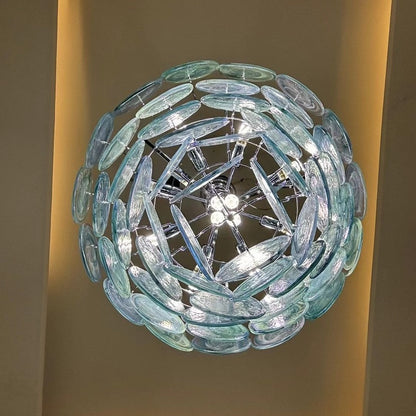Traditional French Flower Shaped Iron Glass 5/9/12 Light Chandelier for Living Room