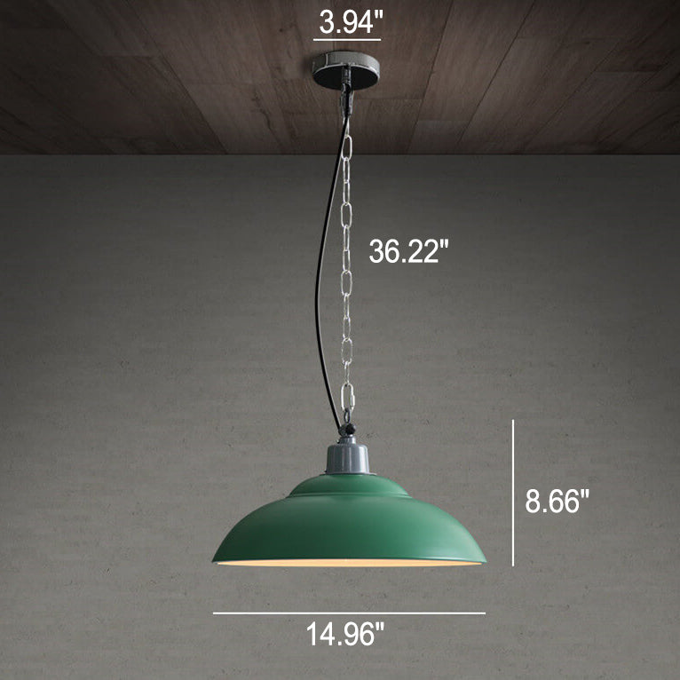 Retro Industrial Military Green Dome Iron 1-Light Pendant Light