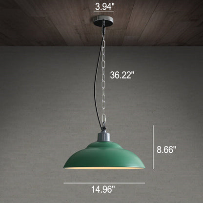 Retro Industrial Military Green Dome Iron 1-Light Pendant Light