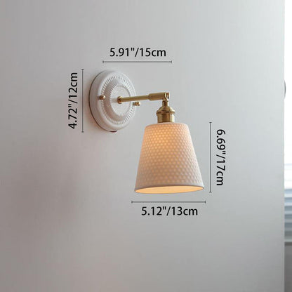 Traditional Vintage Round Ceramic Brass 1-Light Wall Sconce Lamp for Living Room