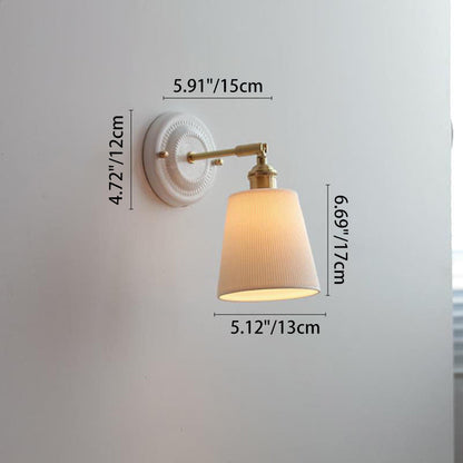 Traditional Vintage Round Ceramic Brass 1-Light Wall Sconce Lamp for Living Room