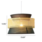 Modern Rattan Japanese Drum Shape 1-light Pendant Light BulbSquare