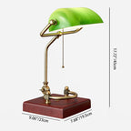 Traditional Vintage Square Green Shade Glass Solid Wood Iron 1-Light Table Lamp For Living Room Lumendat