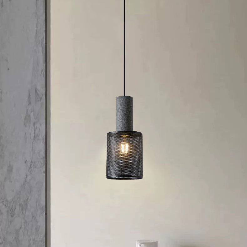 Contemporary Industrial Cylinder Metal Cement 1-light Pendant Light for Living Room BulbSquare