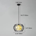 Modern Minimalist Weaving Hemp Ball Iron Drum 1-light Pendant Light for Living Room BulbSquare