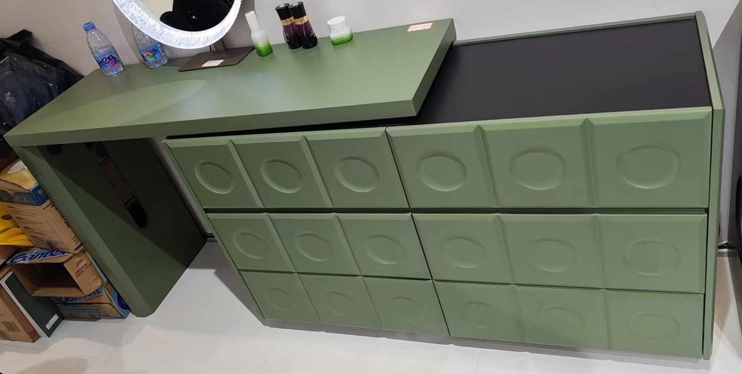 6-Drawer Green Makeup Vanity - Nordic Style Practical Storage Design With Premium MDF And Solid Wood Particle Board For Bedroom Lumendat