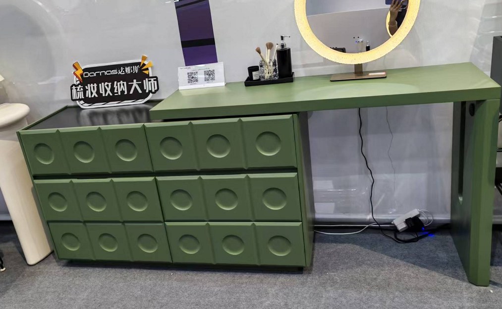 6-Drawer Green Makeup Vanity - Nordic Style Practical Storage Design With Premium MDF And Solid Wood Particle Board For Bedroom Lumendat