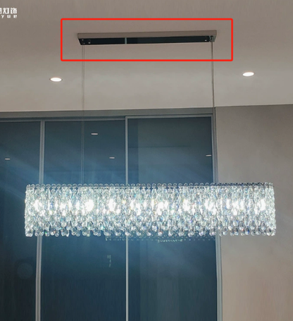 Contemporary Luxury Rectangular Stainless Steel Crystal LED Chandelier for Dining Room