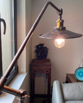 Contemporary Industrial Cylindrical Long Arm Iron 1-Light Standing Floor Lamp For Bedroom Lumendat