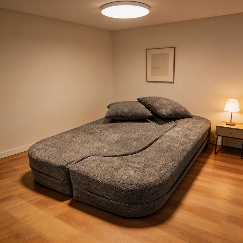 Modern Minimalist Foldable Sherpa Sofa - Compression Convertible Frame-Free Sofa Bed With High Resilience Foam For Small Spaces Lumendat