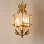 Vintage Wrought Iron Lantern Cage 3-light Chandelier BulbSquare