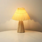 Vintage Pleated Fabric Tapered Base 1-Light Table Lamp Lumendat