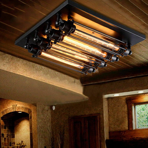 Industrial Tube 4-Light Flute Flush Mount Lighting