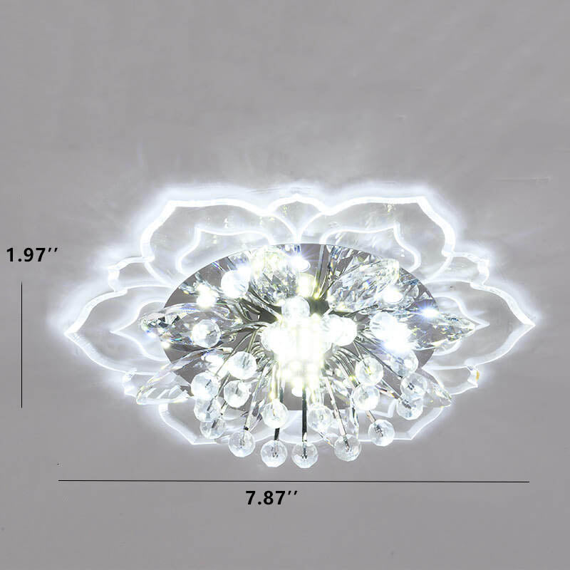 Modern Crystal Flower Shape LED Flush Mount Ceiling Light BulbSquare