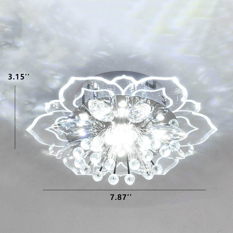 Modern Crystal Flower Shape LED Flush Mount Ceiling Light BulbSquare