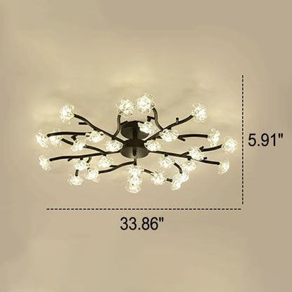 Nordic Creative Plum Blossom Tree Branch LED Semi-flush Mount Ceiling Light