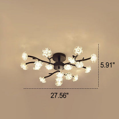 Nordic Creative Plum Blossom Tree Branch LED Semi-flush Mount Ceiling Light