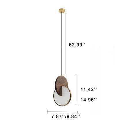 Modern Walnut Solid Wood Round Dish 1-light LED Pendant Light
