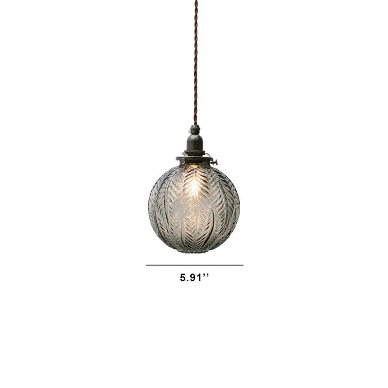 Retro Lotus Texture Glass 1-light Globe Pendant Light Lumendat