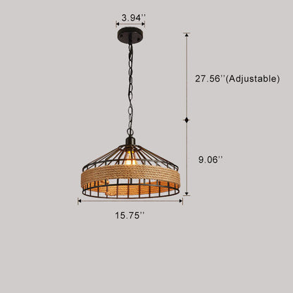 Sisal Rope 1-Light Dome Pendant Light