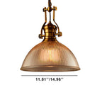Vintage Industrial Striped Glass 1-light Dome Pendant Light BulbSquare