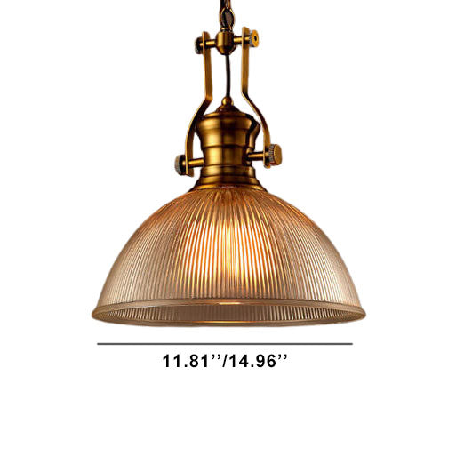 Vintage Industrial Striped Glass 1-light Dome Pendant Light BulbSquare