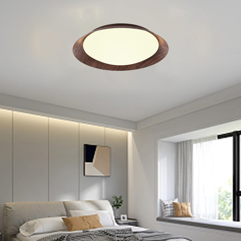 Traditional Vintage Round Iron Acrylic LED Flush Mount Ceiling Light for Living Room