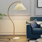 Modern Minimalist Pleated Fabric Iron Marble Curved Iron 1-Light Standing Floor Lamp For Living Room Lumendat