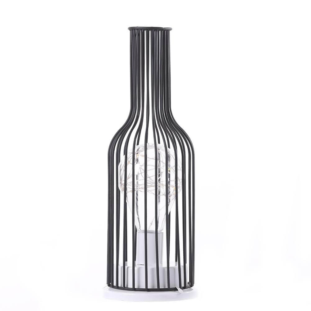 Retro Wrought Iron Wine Bottle Night Light Table Lamp Lumendat