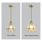 Modern Colorful Water-grain Glass 1-light Diamond Shaped Pendant Light BulbSquare